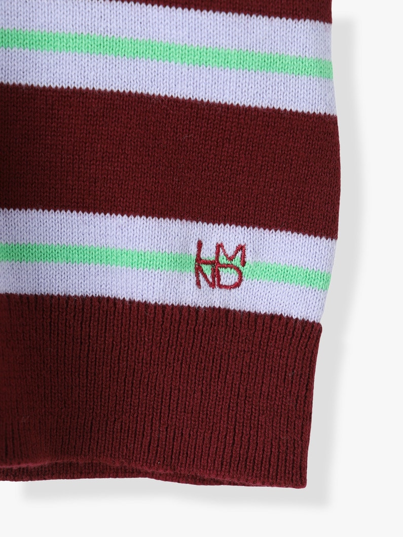 Luna Striped Polo Top | ニット 詳細画像 burgundy 3