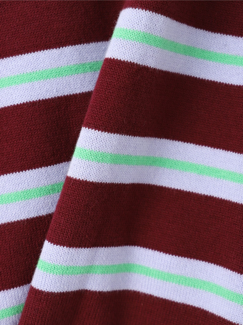 Luna Striped Polo Top | ニット 詳細画像 burgundy 4