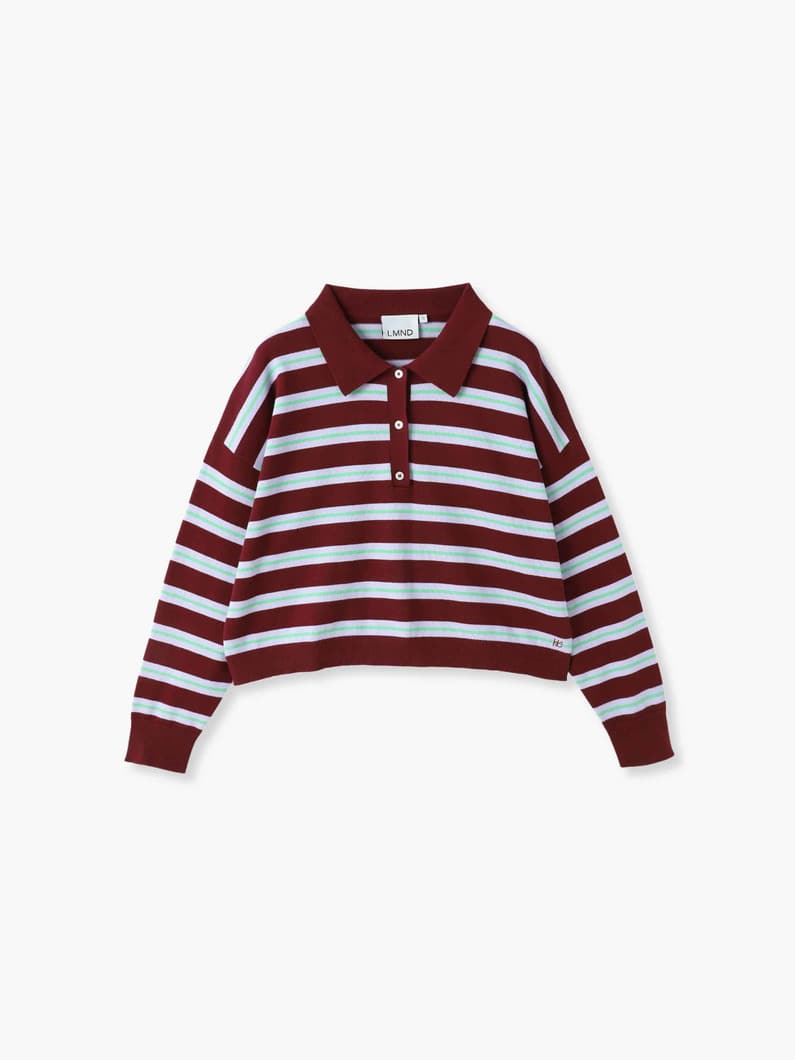 Luna Striped Polo Top | ニット 詳細画像 burgundy 4