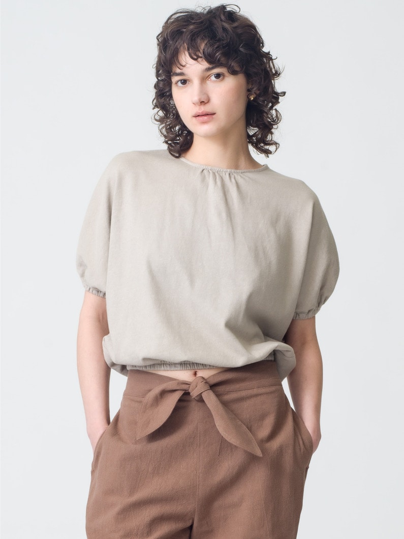 ヘンプ ギャザー ティー（チャコールグレー/ベージュ） 詳細画像 beige