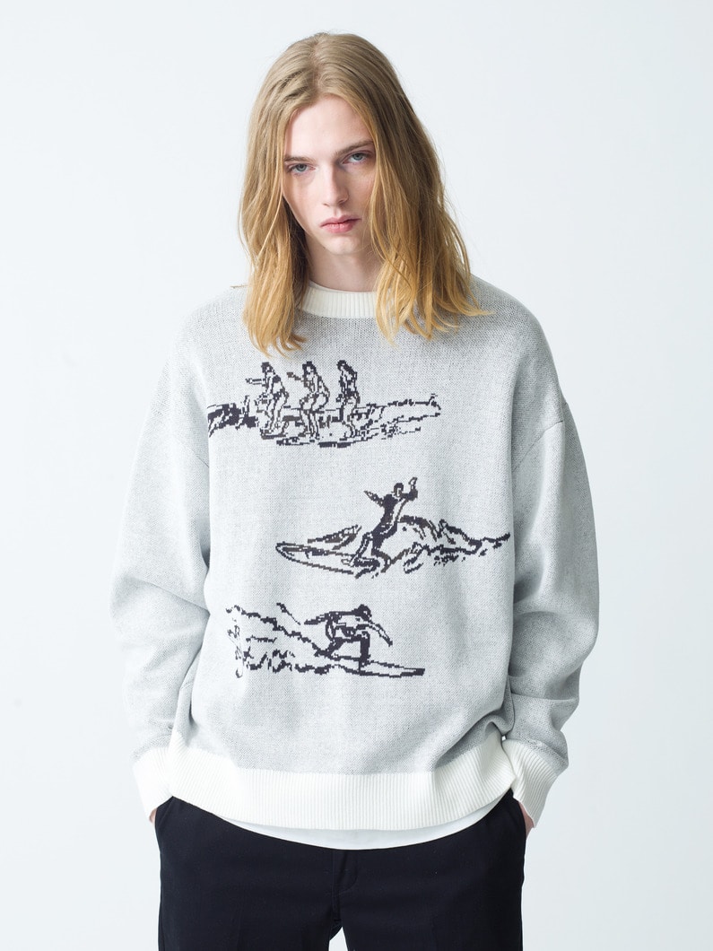 Surf Drawing Jacquard Knit Pullover | ニット 詳細画像 off white 1