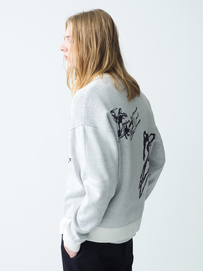 Surf Drawing Jacquard Knit Pullover | ニット 詳細画像 off white 2