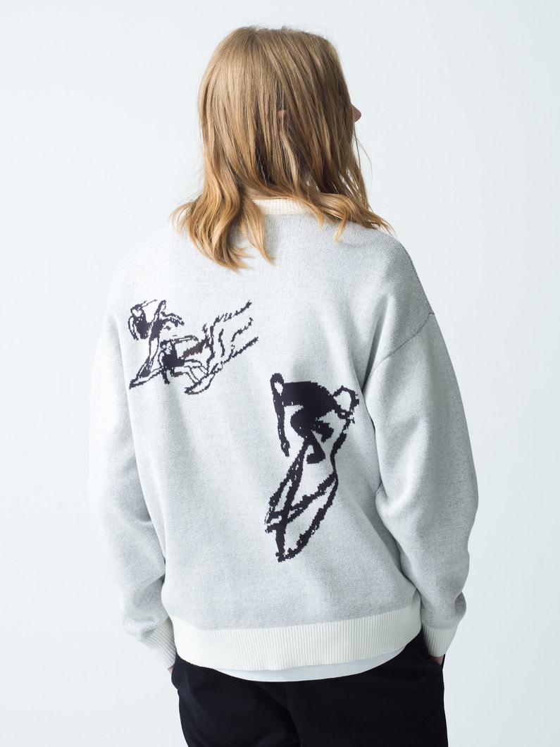 Surf Drawing Jacquard Knit Pullover | ニット 詳細画像 off white 3