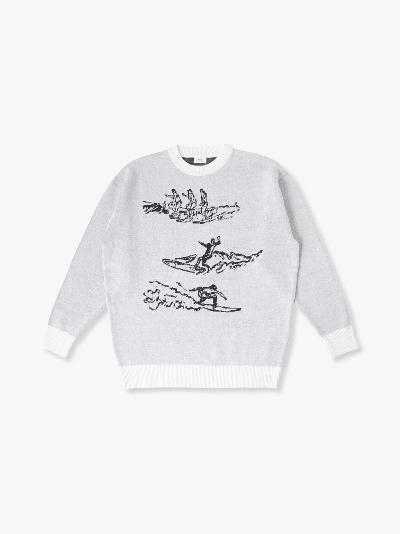 Surf Drawing Jacquard Knit Pullover | ニット 詳細画像 off white 4