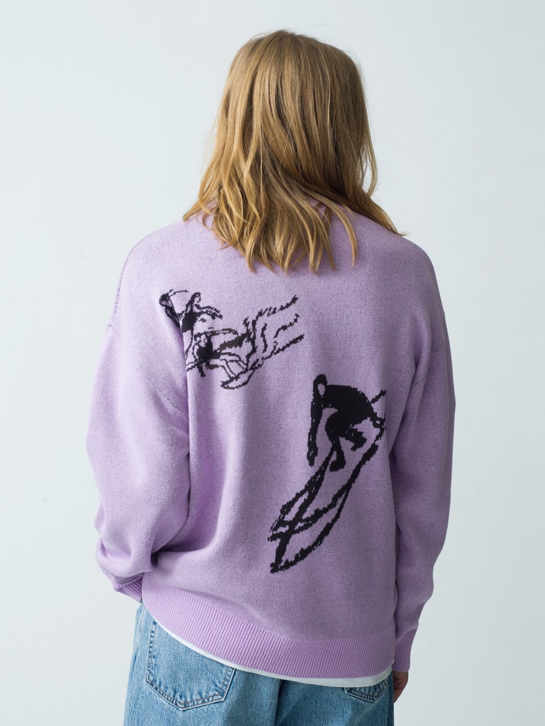 Surf Drawing Jacquard Knit Pullover | ニット 詳細画像 lavender 3