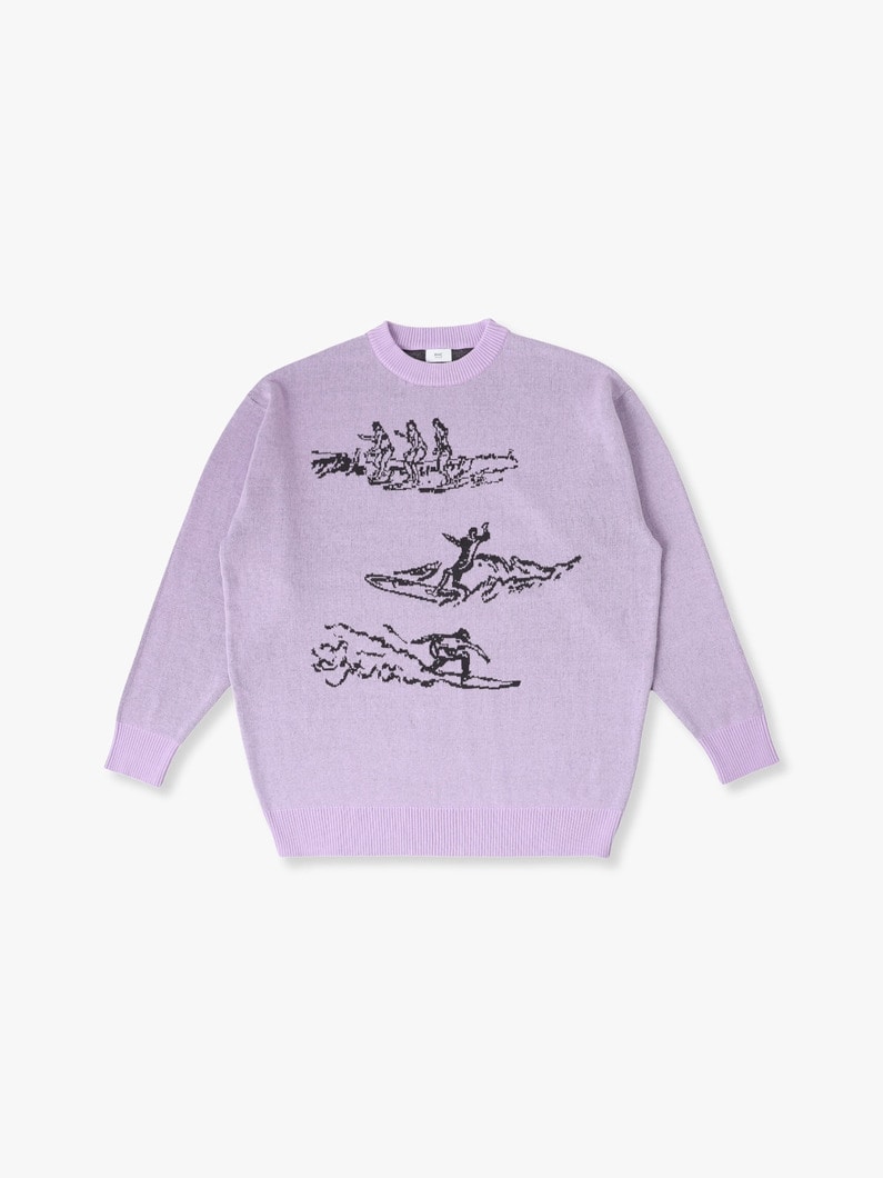 Surf Drawing Jacquard Knit Pullover | ニット 詳細画像 lavender 4