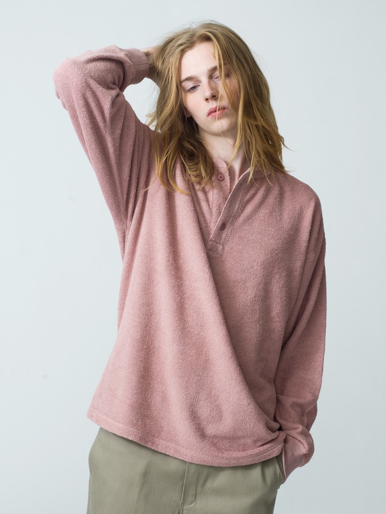 Henley Neck Long Sleeve Tee | ティーシャツ 詳細画像 pink 1