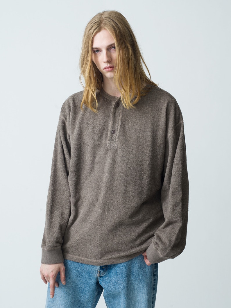 Henley Neck Long Sleeve Tee | ティーシャツ 詳細画像 brown