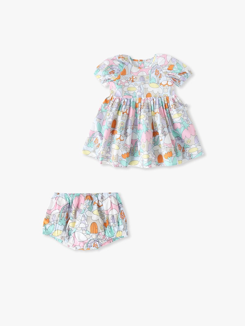 Woodland Print Short Sleeve Dress＆Bloomers Set (24month) | セットアップ 詳細画像 multi 1