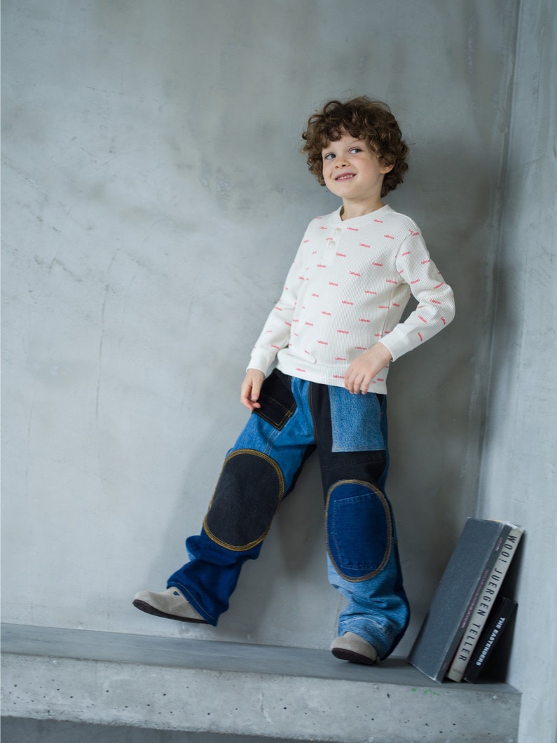 キッズ パッチワーク デニムパンツ（ブラック＆ブルー/6Y） 詳細画像 black 4