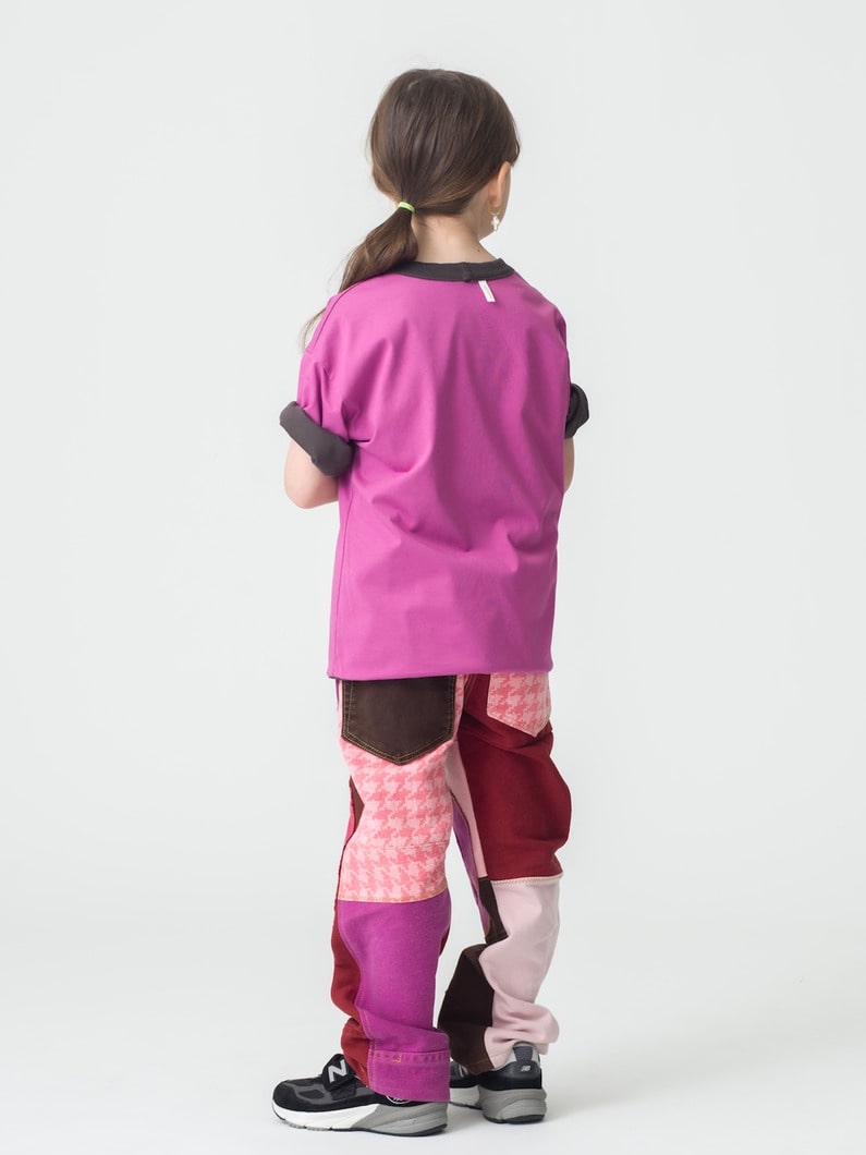 キッズ パッチワーク デニムパンツ（ピンク＆レッド/6Y） 詳細画像 other 4