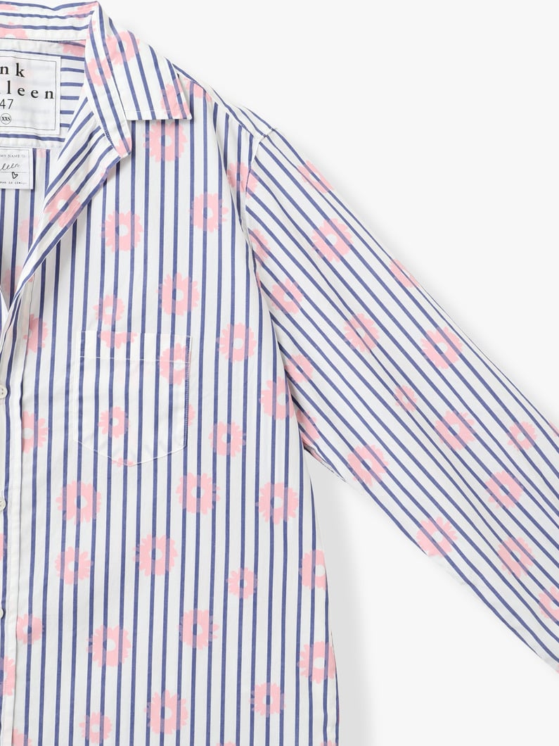 アイリーン イタリアンコットン ストライプフラワー シャツ 詳細画像 light pink 2
