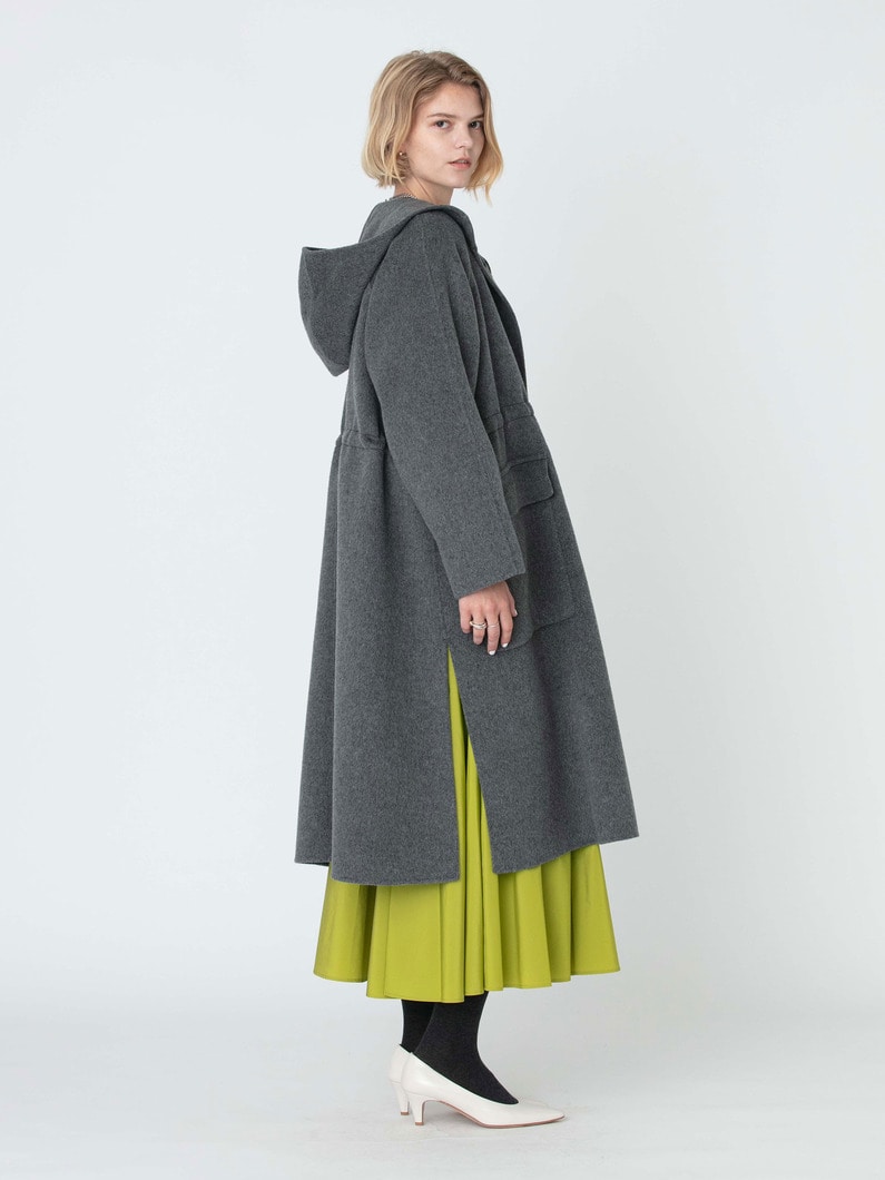 ウール リバー フード ロングコート 詳細画像 top gray 2