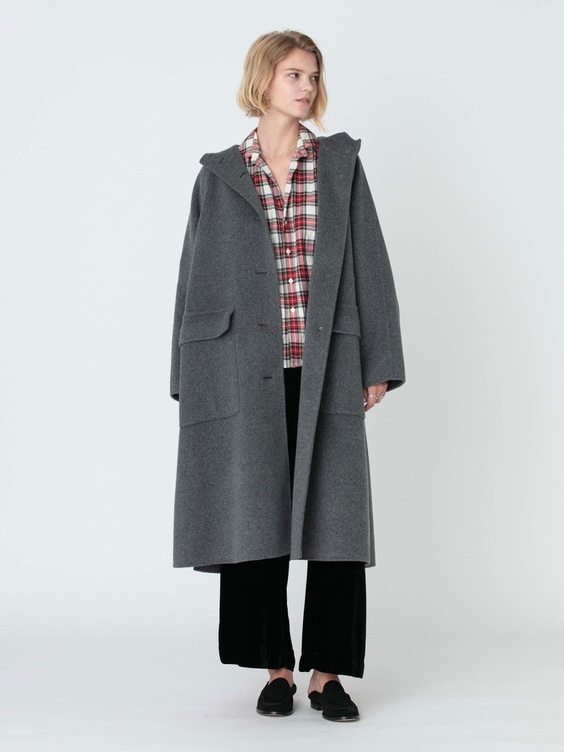 ウール リバー フード ロングコート 詳細画像 top gray 4