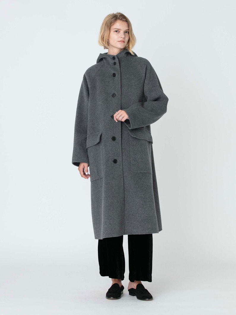 ウール リバー フード ロングコート 詳細画像 top gray 5
