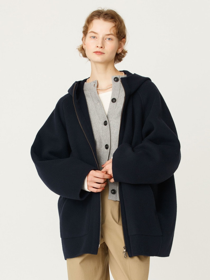 ウール フーディー コート 詳細画像 navy