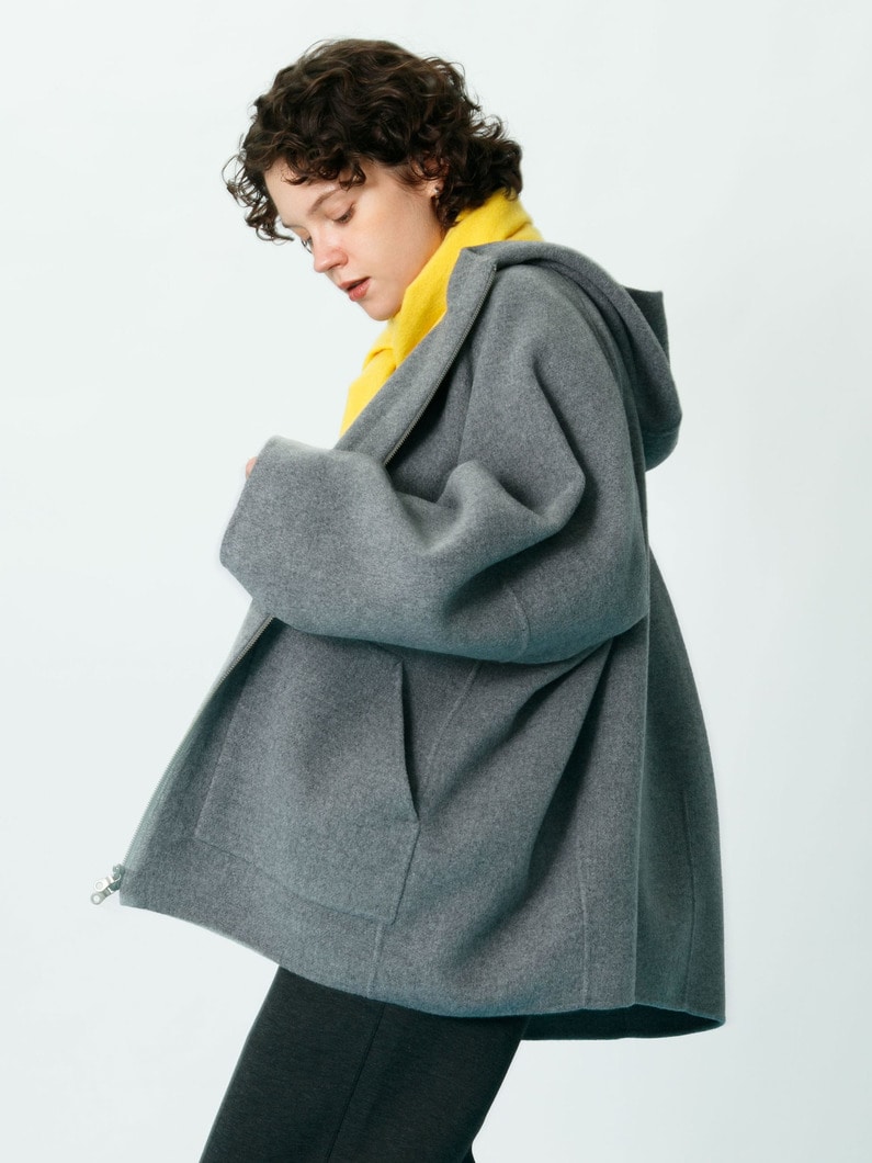 ウール フーディー コート 詳細画像 top gray 3