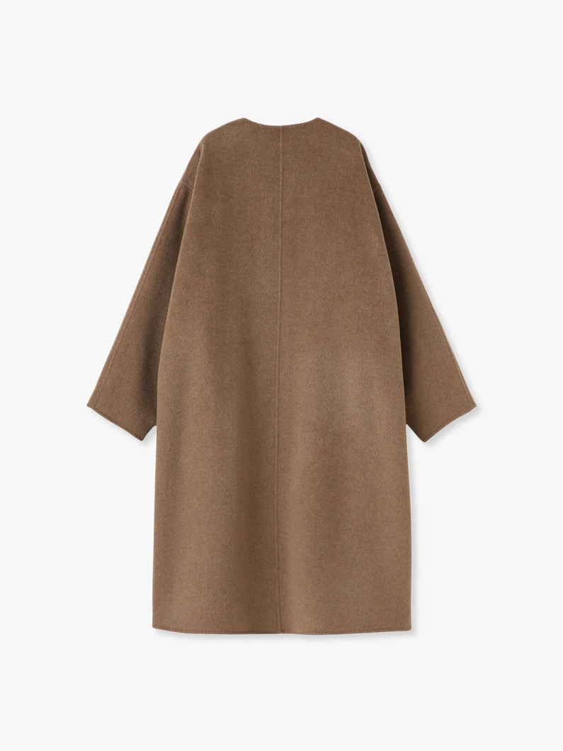カシミアリバー ノーカラー ロングコート 詳細画像 beige 1
