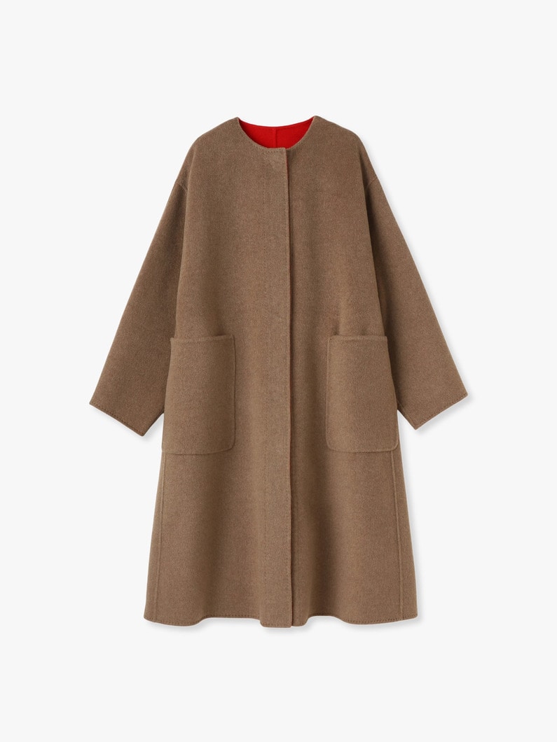 カシミアリバー ノーカラー ロングコート 詳細画像 beige 10