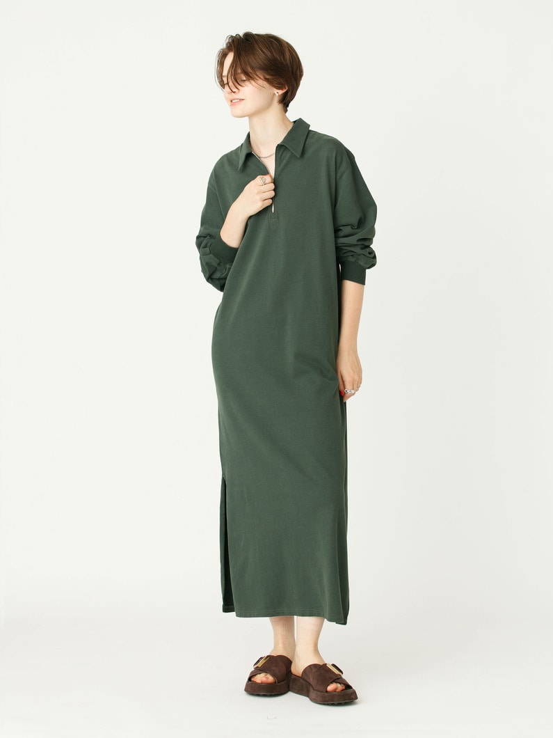 コットン ジャージー ギャザー ドレス 詳細画像 olive 1