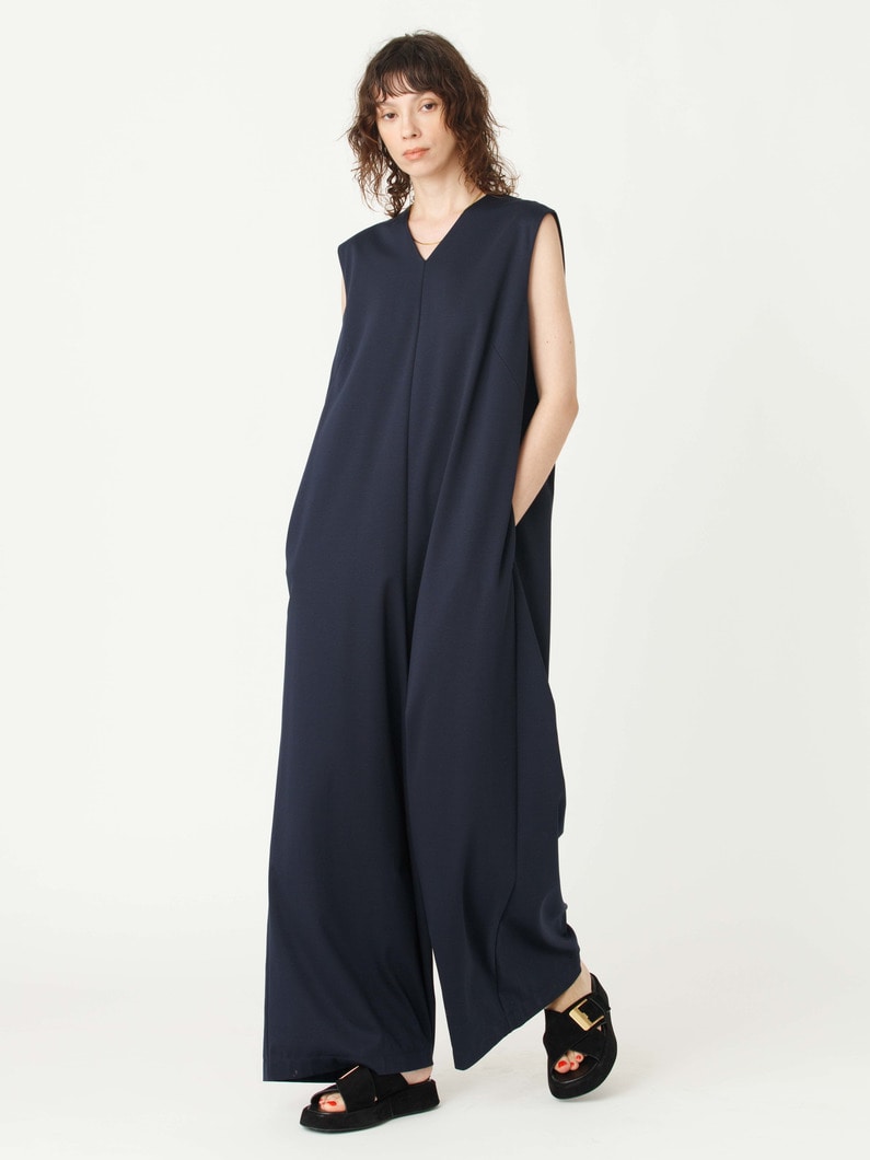 スーピマ コットン Vネック オールインワン 詳細画像 navy