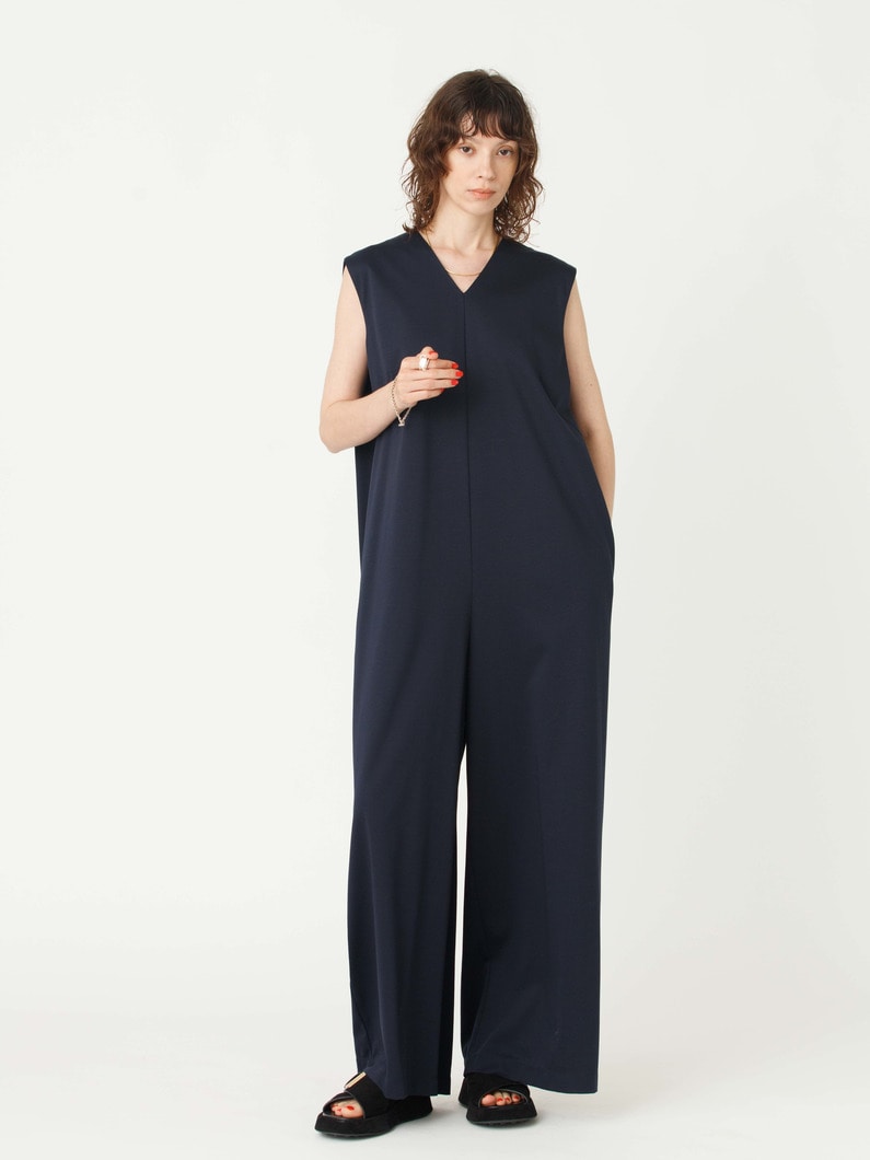 スーピマ コットン Vネック オールインワン 詳細画像 navy 2