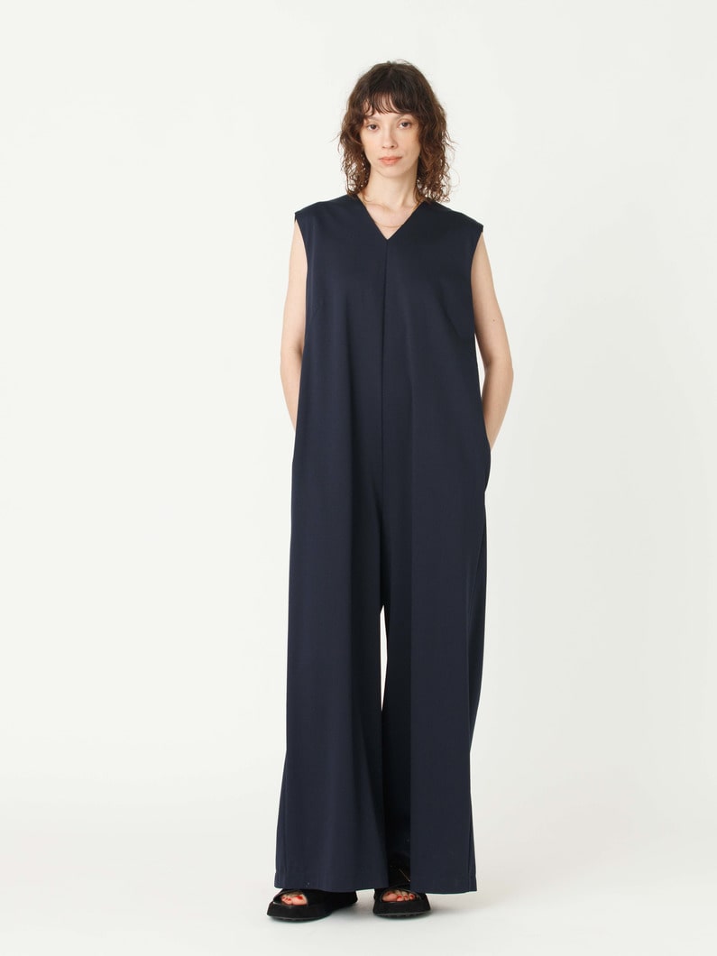 スーピマ コットン Vネック オールインワン 詳細画像 navy 3
