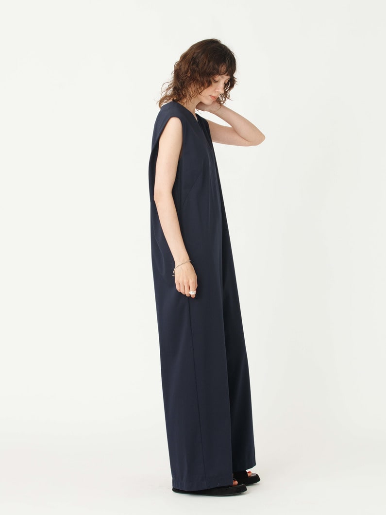 スーピマ コットン Vネック オールインワン 詳細画像 navy 4