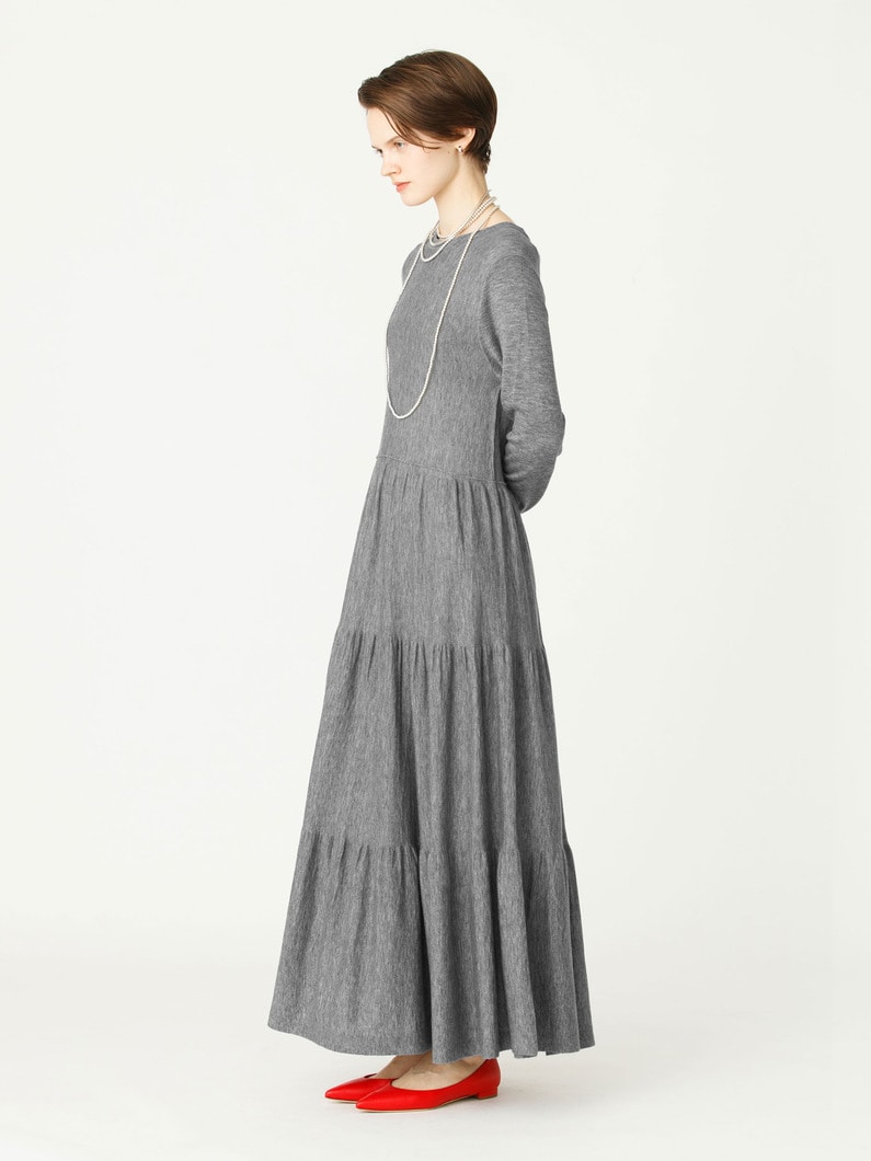 ティアード ウール ドレス 詳細画像 top gray 2