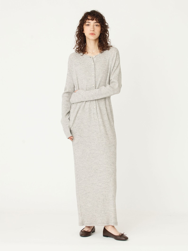 コットンリネン リブ ロングドレス 詳細画像 top gray 1