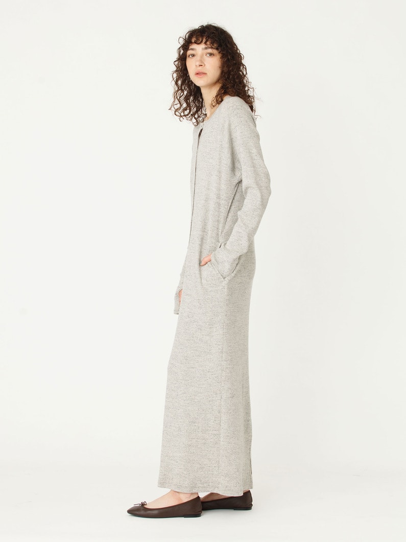 コットンリネン リブ ロングドレス 詳細画像 top gray 2