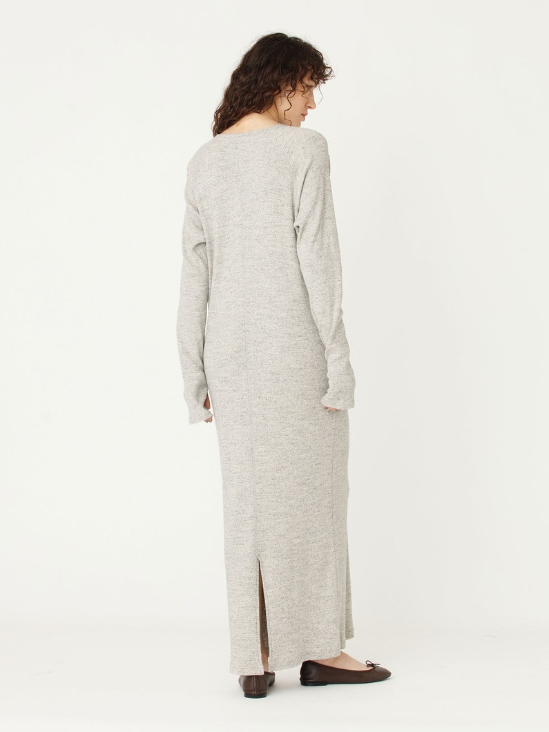 コットンリネン リブ ロングドレス 詳細画像 top gray 3