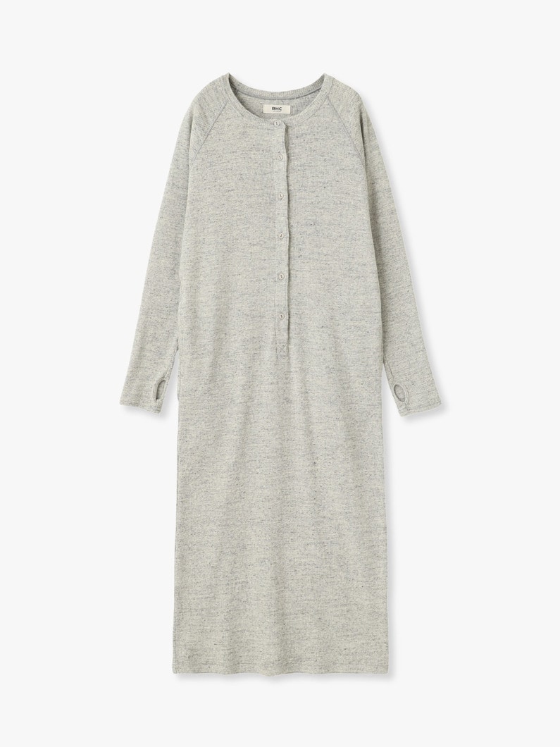 コットンリネン リブ ロングドレス 詳細画像 top gray 4