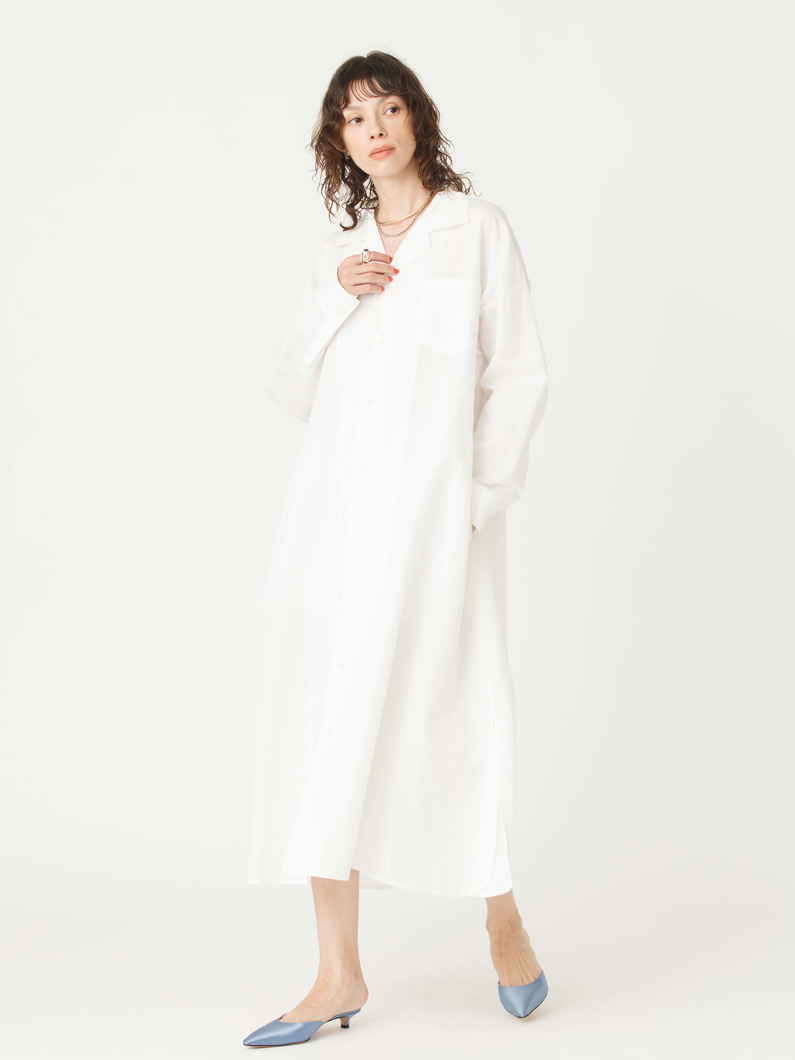 コットンリネン シャツドレス 詳細画像 white 1