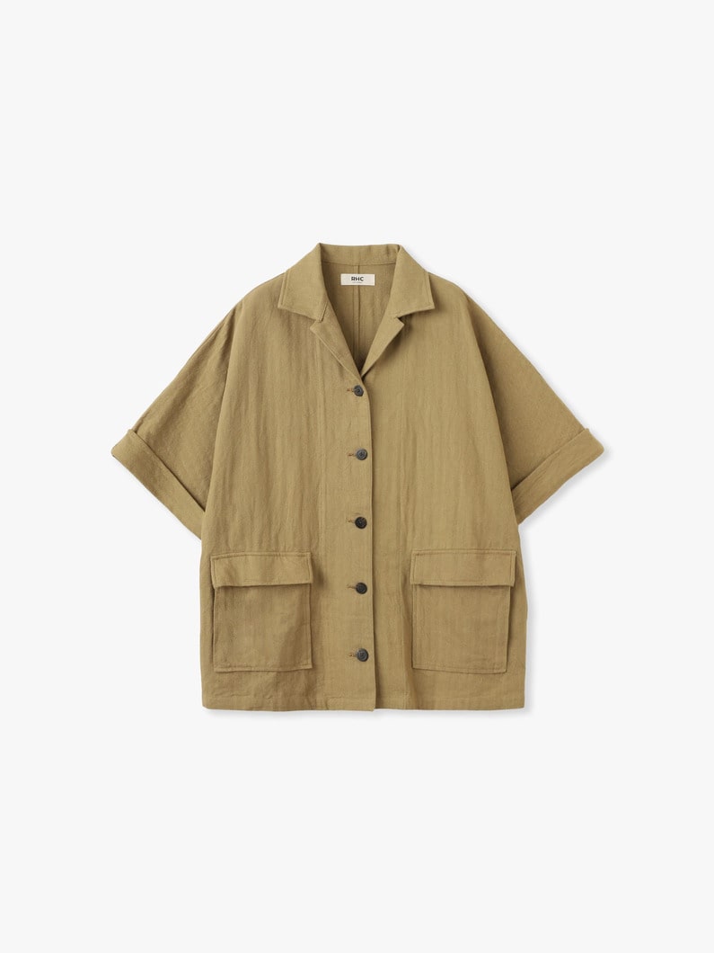 ヘリンボーン ハーフスリーブ ジャケット 詳細画像 beige 5