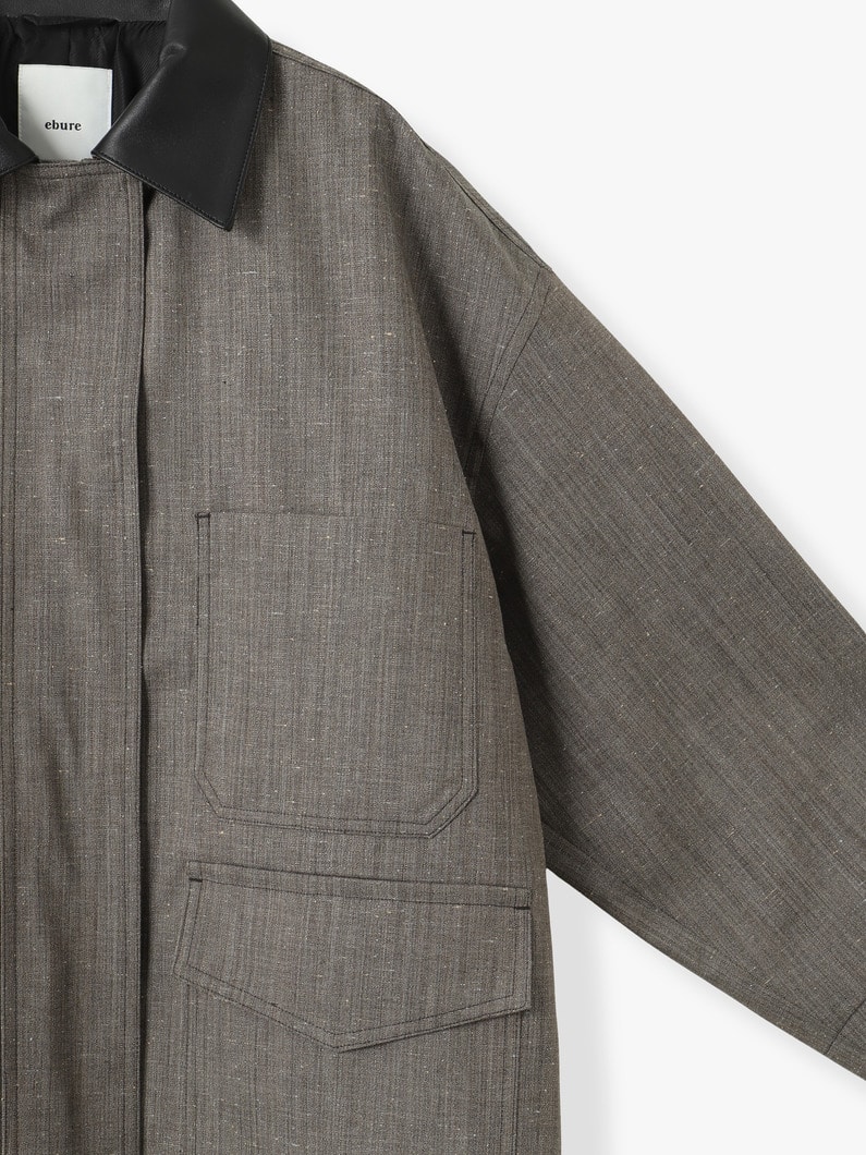 フレックシャンブレー レザーカラー カバーオールジャケット 詳細画像 light brown 2