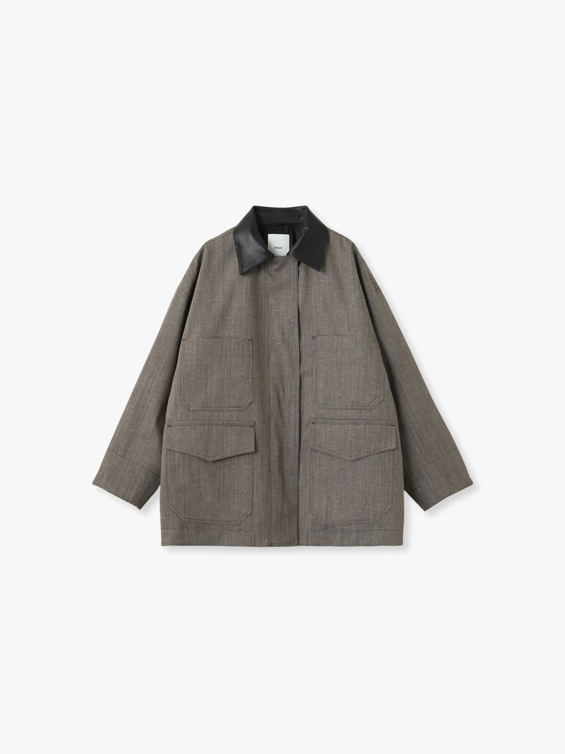 フレックシャンブレー レザーカラー カバーオールジャケット 詳細画像 light brown 1