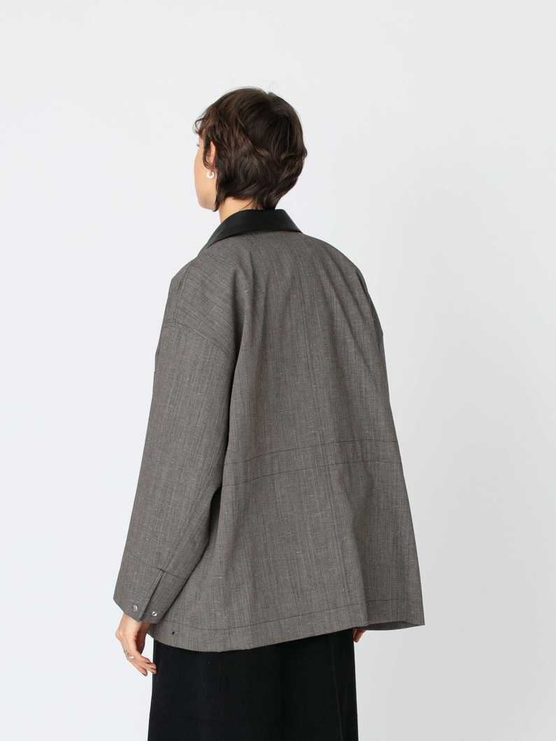 フレックシャンブレー レザーカラー カバーオールジャケット 詳細画像 light brown 2
