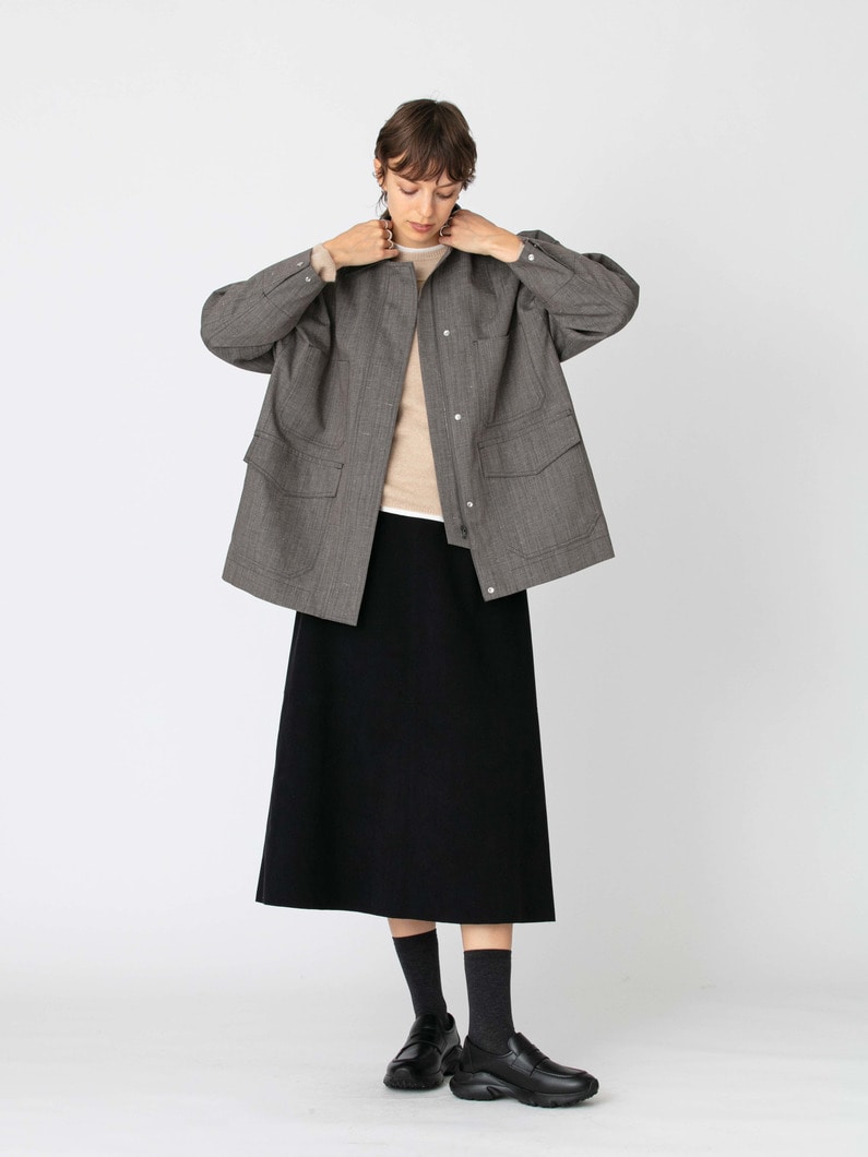 フレックシャンブレー レザーカラー カバーオールジャケット 詳細画像 light brown 3
