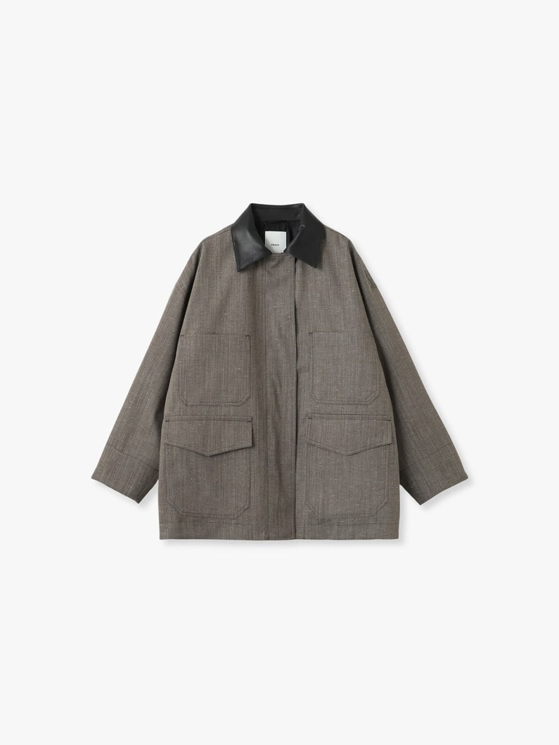 フレックシャンブレー レザーカラー カバーオールジャケット 詳細画像 light brown 4