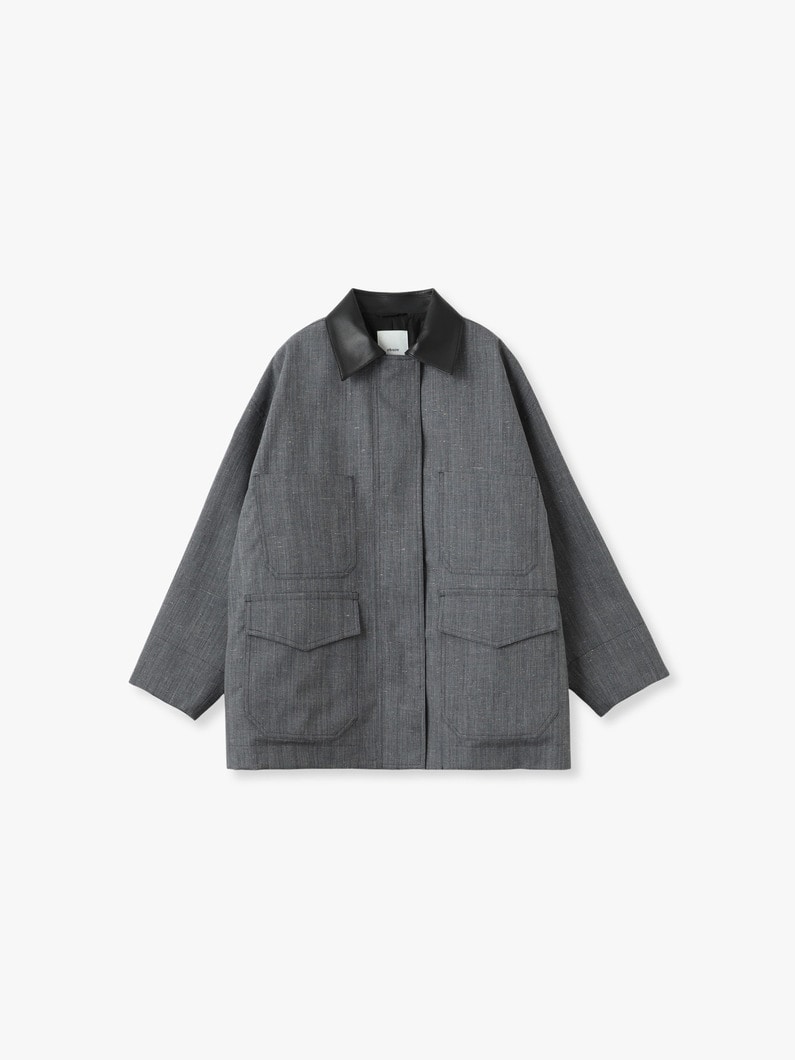 フレックシャンブレー レザーカラー カバーオールジャケット 詳細画像 dark blue