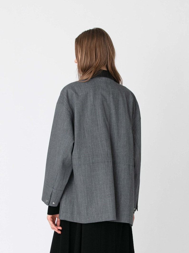 フレックシャンブレー レザーカラー カバーオールジャケット 詳細画像 dark blue 2