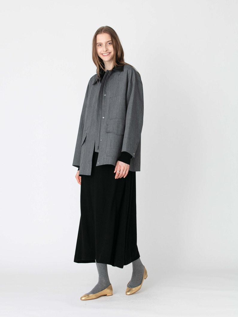 フレックシャンブレー レザーカラー カバーオールジャケット 詳細画像 dark blue 3