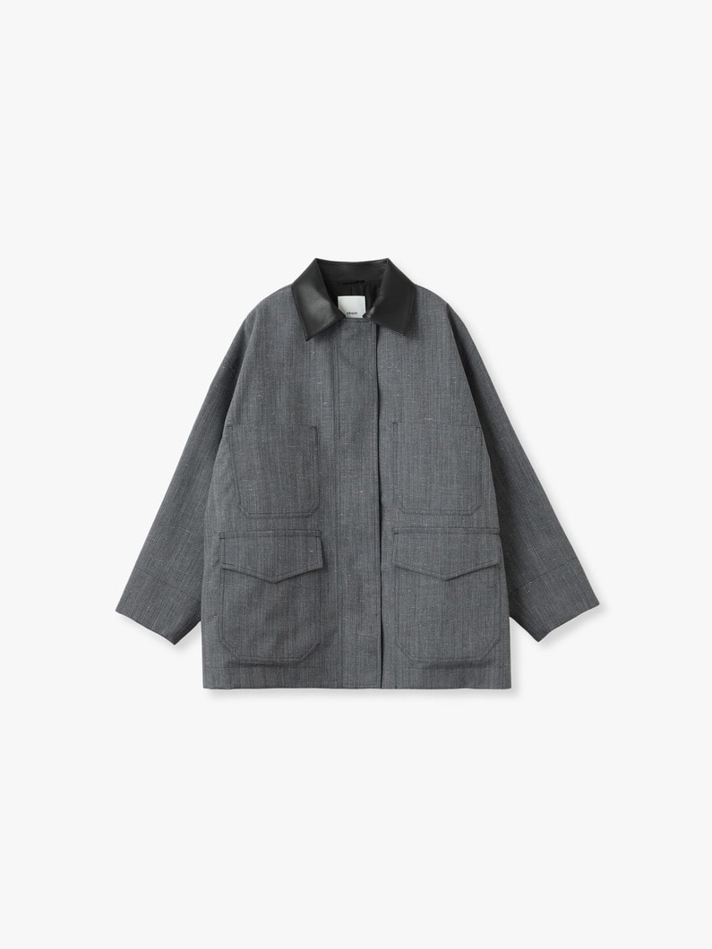 フレックシャンブレー レザーカラー カバーオールジャケット 詳細画像 dark blue 4