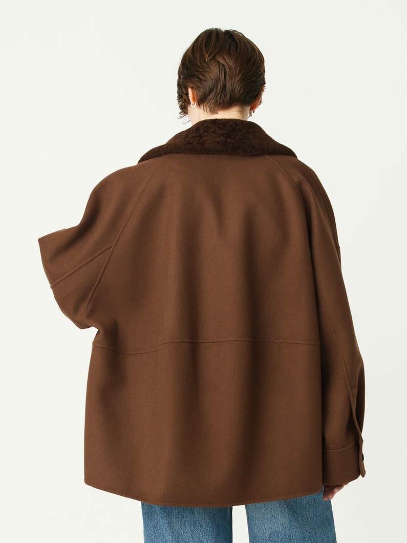 ジロンラムメルトン ムートンカラー ショートコート（ブラウン）（プレオーダー） 詳細画像 brown 4