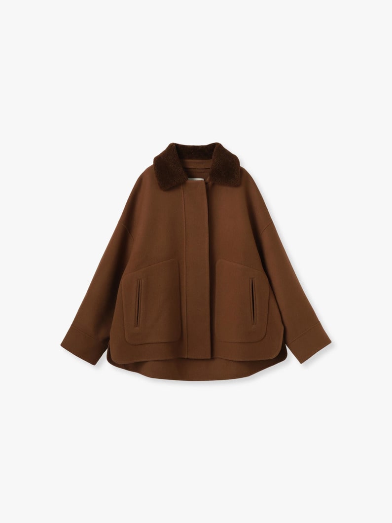 ジロンラムメルトン ムートンカラー ショートコート（ブラウン）（プレオーダー） 詳細画像 brown 7