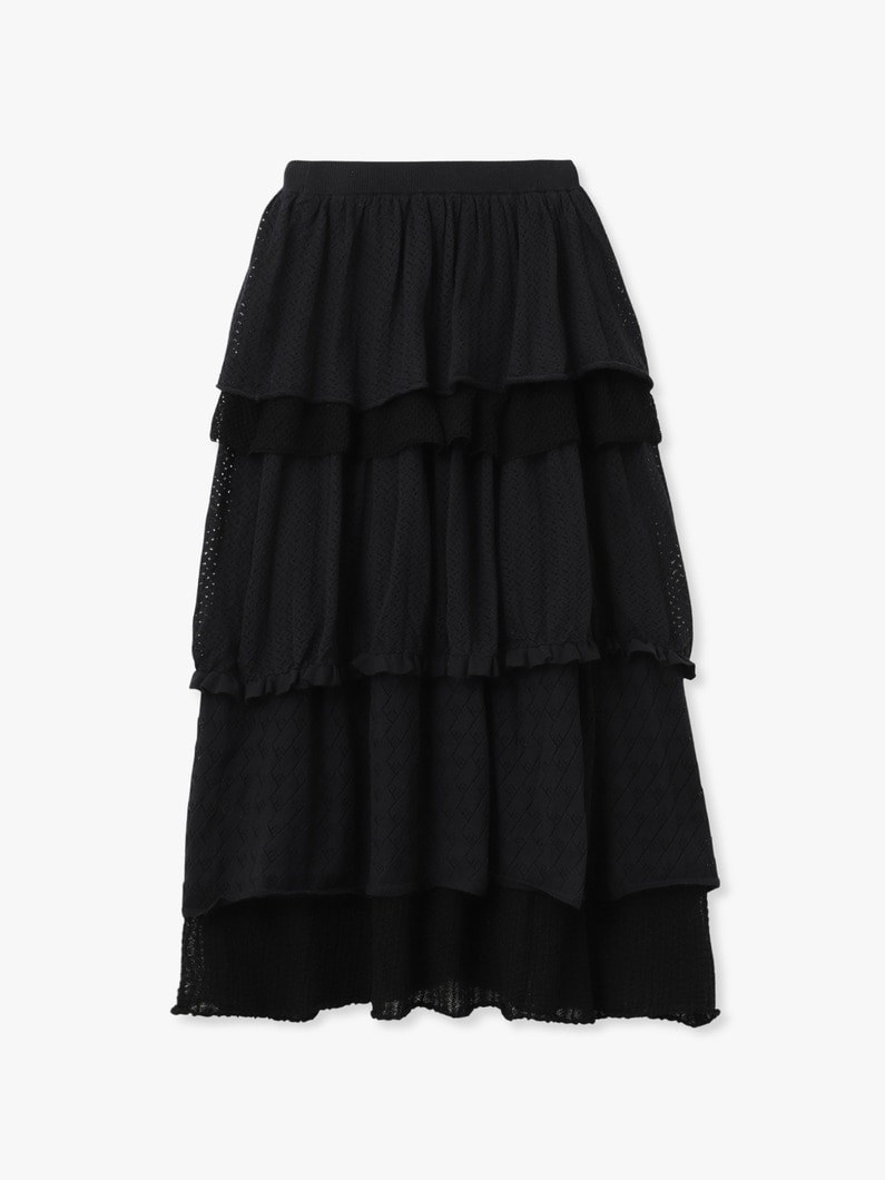 レース ラッフル ニット スカート 詳細画像 black 1