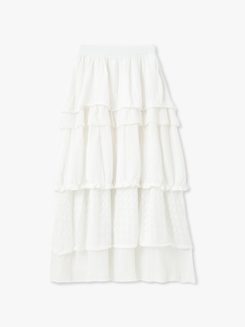 レース ラッフル ニット スカート 詳細画像 ivory 4