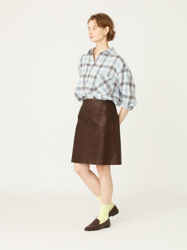フェイクレザー ミニスカート 詳細画像 brown 2