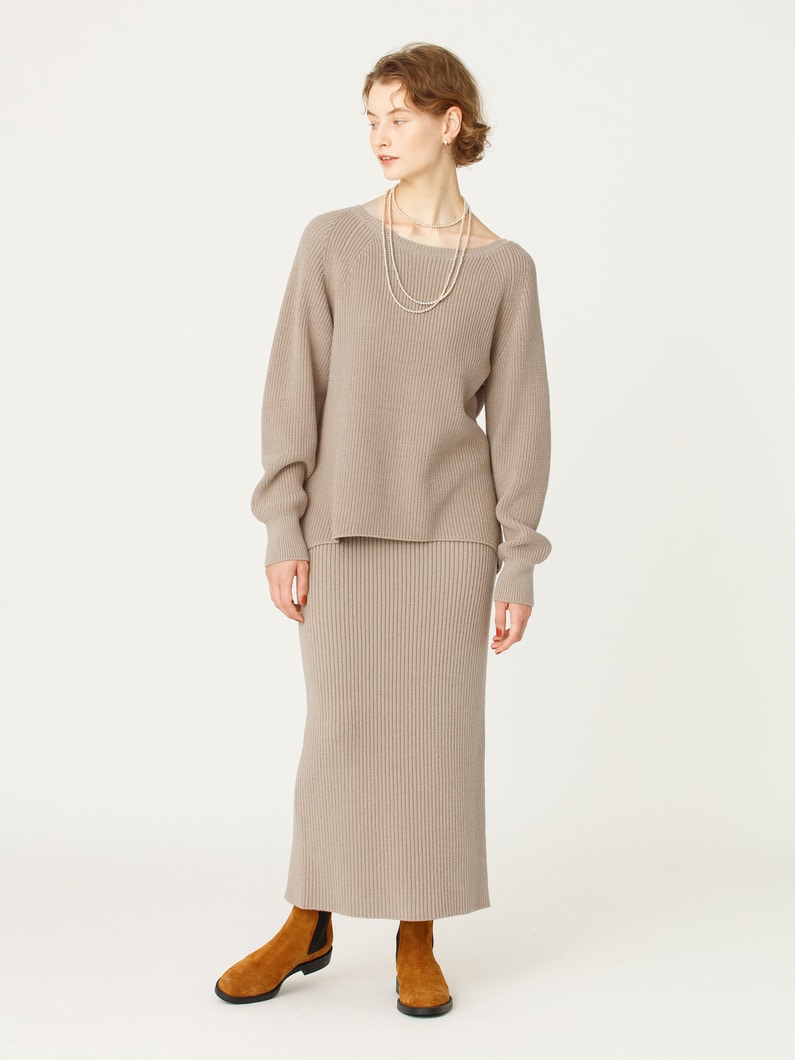 バルキー ヤーン リブニット スカート 詳細画像 beige